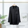 Sedas y Satenes de Primavera Camisa de Seda para Mujer Camisa Top de Seda de Morera Manga Larga Talla Grande Elegante Ropa de Trabajo Cuello Cuadrado Color Puro