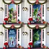 Popular Transfronteiriço Monstro Peludo Verde Grinch Pendurado Capa de Porta Pano de Fundo Decoração de Porta de Casa Pano Pendurado para Atmosfera Festiva Pendurado