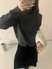 Chaqueta cárdigan de punto con cuello semialto y botones cuadrados, estilo coreano, corte ajustado, versátil, nuevo suéter top otoño e invierno 2026 para mujer