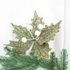 Decoraciones Navideñas Polvo Dorado Flores Navideñas Diseño para Fiesta de Bodas Decoración de Árbol de Navidad 24cm Flores Artificiales Hechas a Mano