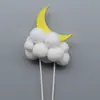 Bolo de Assar Vestir Azul Rosa Branco Bola de Pelo Nuvens Flores Festa de Aniversário Decoração de Mesa de Sobremesas Plug-in