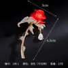 Broche Rosa Vermelho para Mulheres, Tendência Nacional de Alto Padrão, Broche Clássico Chinês para Corsage, Acessórios de Flor para Casaco Cheongsam