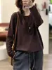 Nuevo Suéter de Punto Holgado de Manga Larga de Color Sólido con Cuello Redondo de Tencel Otoño/Invierno 2026 Versátil Adelgazante para Mujer