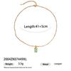 Chapado en latón con oro real de 18 quilates, estilo de lujo ligero, collar con cadena para clavícula y colgante cuadrado incrustado de circonita para mujer, versátil y de nicho, lujo ligero