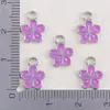Pingente Colorido de Flor de Cerejeira em Esmalte e Liga de Metal Acessórios para Joias de Brinco, Colar, Pulseira DIY