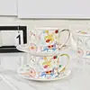 Juego Combinado de Taza y Platillo para Café Estilo Europeo Aijia Hueso de China Cafetera para el Té de la Tarde Juego de Té Taza y Platillo Lujo Accesible para el Hogar Regalo