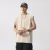 Colete legal estilo americano para homens, verão, caimento solto, marca da moda, tamanhos grandes, regata esportiva fitness, camiseta masculina sem mangas, moderno
