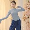 Roupa de Dança Roupa de Yoga Feminina Professor Roupa de Prática Corporal Moderna Feminina Outono Manga Longa Novo Decote Redondo Adulto Top de Dança