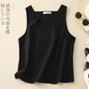 2026 Verão Simples Cor Sólida Gola Quadrada Sem Mangas Colete Estilo Chinês Artístico Casual Solto Versátil Regata para Mulheres