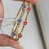 Pulsera de Oro Tallada Texturizada Italiana Pulsera de Corindón Rojo con Diamante y Pulsera de Cristal Azul Pulsera Pulsera Pulsera para Mujeres