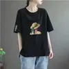 Camiseta de Manga Corta para Mujer 2024 Verano Nuevo Estilo Holgada Casual Versátil Talla Grande Top Adelgazante de Gama Alta Ins