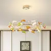 Araña Creativa Nórdica de Cristal con Forma de Hoja para Sala de Estar, Luz Ambiental para Lobby de Hotel, Araña Larga Vintage para Mesa de Comedor, Barra de Bar