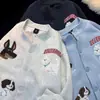 Jaqueta Baseball Bordada Divertida de Desenho Animado da Marca Chinesa Tendência para Mulheres Primavera e Outono Estilo Preguiçoso de Nicho de Alta Qualidade Jaqueta Cardigan