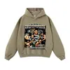 Moletom com Capuz Street Oversized Vintage Desgastado Estampa de Estrela do Basquete Outono e Inverno Moletom com Capuz Europeu e Americano
