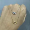 Collar Ojo de Diablo Fangxing para Mujer Plata de Ley S925 Moda Francesa Lujo Ligero Ojos Azul Frío Colgante Cadena para Clavícula