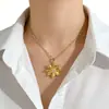 Colgante Medalla Estrella de Ocho Puntas Full Diamante Collar de Acero de Titanio para Mujer con Diseño de Nicho, Lujo Ligero y Sensación de Lujo, Cadena para Clavícula