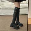 Ins Botas Plegables Dos-en-uno Hasta la Rodilla para Mujer Otoño/Invierno 2024 Nuevo Botas Altas de Caballero con Suela Gruesa Forradas de Felpa