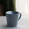 Taza Facetada Línea de Color Novedosa Taza de Café Hecha a Mano Color Macarrón Taza de Desayuno