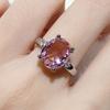 Productos de fábrica originales anillo de cristal rosa Morgan imitación anillo de diamante rosa chapado en PT950 Europa y Estados Unidos anillo de diamante de propuesta para pareja de lujo bajo