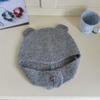 Estilo japonês bonito tridimensional urso orelha boné de lã das mulheres outono e inverno novo quente malha orelha proteção cap lei feng cap na moda