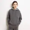 Cárdigan con capucha de cachemir grueso para invierno para mujer, suéter grueso, abrigo holgado, sudadera con capucha tejida, suave y cómoda, cuello redondo