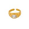 Anillo abierto de circonita ovalada de acero inoxidable de alta gama, ligero y de moda europea y americana, anillo de tendencia exquisita