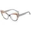Gafas Planas Antiluz Azul Estilo Ojo de Gato para Mujer, Estilo Europeo y Americano Montura Grande Personalidad Ins Gafas Mariposa, Modernos Marcos de Gafas con Bloqueo de Color