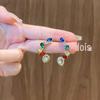 Brincos Geométricos Coloridos com Cravação de Diamante em Forma de Gota d'Água Moda Luxo Leve Nicho Temperamento Design Tendência para Mulheres