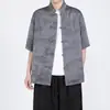2026 Verano Nuevo Estilo Estilo Chino Traje Tang para Hombre Nuevo Estilo Chino Camisa de Manga Corta con Botones Talla Grande Holgada Casual