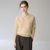 Elegante suéter de cachemira suelto con cuello en V para mujer, tejido de sarga suave y acogedor, adecuado para el uso diario, simple y versátil como prenda de punto base