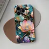 Venta Caliente Europea y Americana Tendencia Nacional Chapado en Oro Pintado Flor de Loto 18Pro Funda Protectora de Gama Alta Película Iphone16 Funda para Teléfono