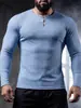 Camiseta Esportiva Casual Masculina Slim de Manga Longa com Meio Botão para Basquete, Corrida, Treinamento, Esportes Americanos Retrô
