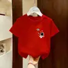 Camiseta de manga corta de algodón puro para niños, nuevo estilo de verano con estampado de dibujos animados, versátil casual de media manga