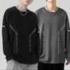 Camiseta de manga larga para hombre para primavera y otoño, disponible en blanco puro y negro, con cuello redondo, adecuada como capa base o camiseta interior, y un diseño fino y ligero para usar en otoño