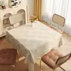 Toalha de mesa quadrada estilo wabi-sabi, à prova d'água, à prova de óleo, lavável, resistente ao calor, toque de luxo e alta qualidade, toalha de mesa quadrada para mesa de centro