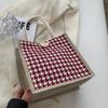 Bolsa de almuerzo de lino de mano Fresh ins para mujer 2023 Verano Bolso de mano pequeño de lino Bolso de compras de imitación de lino