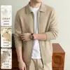 510g lana de cachemira seda de morera chaqueta de manga larga tejido suéter para hombre para invierno cálido casual