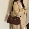 Bolsa Tote Transfronteiriça Retro Maillard Moda Grande Capacidade Ombro Único Estilosa Casual Versátil Bolsa Transversal