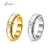 Anillo Rotatorio Temu Xi Yin de Acero Inoxidable de 6 mm Incrustado con Nácar y Diamantes para Mujer, Nicho, Lujo Ligero, Tacto de Alta Gama, Anillo Dorado