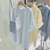 Camiseta holgada de manga corta blanca con diseño de pareja de color puro para mujer, novedad de verano de 2022, moda ins