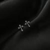 Pendientes de Cruz con Forma de Flor de Plata S925 Retro para Mujer, Modernos Elegantes, Pendientes Mini Pequeños para Estudiantes, Tendencia de Instagram