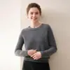 Cachemira Suave para Mujer Cuello Redondo Color Sólido Cálido Casual Temperamento Urbano Estilo para Ir al Trabajo Tejido Otoño/Invierno Nueva Capa Base