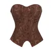 Nuevo Patrón Cruzado Jacquard Cintura Ceñida Moldeador de Cuerpo Ropa Interior Chica Picante Cremallera Ropa Exterior Ajustado Bustier Corsé con Ballenas Sujetador de Ballenas