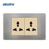 Painel de Aço Inoxidável Cinza Tipo 118 Estilo Tailandês com Tomada Interruptora de Carregamento Rápido USB Tipo-C 20W para Instalação Embutida na Parede