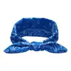 Moda Europea y Americana Estampado de Ameba Orejas de Conejo Accesorios para el Cabello Flor de Anacardo Tela de Algodón Elástico Diadema para el Cabello Diadema Deportiva para Yoga
