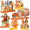 Decorações de Mesa de Madeira para o Outono e Ação de Graças de 6 Peças Transfronteiriças, Placas de Mesa de Madeira, Centros de Mesa, Decorações Rústicas para Estantes