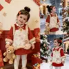 Roupa de Ano Novo para Meninas Nengli, Vestido Cheongsam, Vestido Vermelho Estilo Chinês Novo Outono e Inverno para Aniversário de Um Ano, Vestido Tradicional Estilo Chinês para o Ano Novo