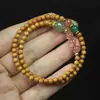Pulsera de Cuentas de Buda Doble Círculo de Sándalo de 4 mm Pulsera Bosque de Cristal Sandía para Niñas Pulsera Juguete Rosario Regalo Simple