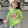 Camiseta estampada de ropa infantil Zhongda, camiseta de manga corta para niños, top holgado de verano para niñas, nuevo modelo 2026, camiseta de manga corta de algodón puro