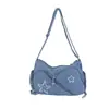 2026 Nueva Moda Casual para Mujer Bolso Cruzado Estilo Artístico Vintage de Mezclilla Bolso Diario Multibolsillos para Hombro Biker